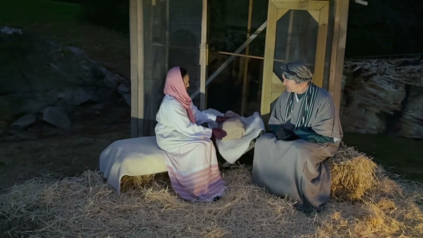 The manger scene at night